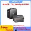 KAMRUI P1 Mini PC con AMD Ryzen R2544, 8GB/16GB RAM, 256GB SSD, Portatile per Gaming, Wifi5, BT4.2, Display Triplo 4K, Windows 11 Pro, Spina EU