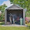 GIHAUVIA Ripostiglio per Biciclette da Esterno 160×220×165cm - Capanno per Bici con Porta Avvolgibile, Garage per Biciclette con Tettoia in Polietilene per Giardino, Uso Domestico