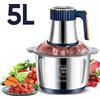 Tritacarne Elettrico 5L in Acciaio Inox 304, Trituratore Alimentare Multifunzione, Affettatrice per Verdure, Tritatutto, Processore per Alimenti per Bambini