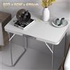 NONE Tavolo da campeggio multiuso 80D x 60W x 69H cm, tavolo pieghevole con gambe a cavalletto lunghezza 80 cm, tavolo da picnic in alluminio