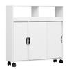 Eugad Mobiletto da Bagno Bianco EUGAD 70x71.5x20cm, Carrello Stretto con Ante Scorrevoli, Ripiano Extra per Organizzazione Cucina