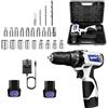 Trapano/Avvitatore a Batteria, Set Trapano a Batteria 16.8V con 2 Batterie da 1.5Ah, Luce LED, 2 Impostazioni di Velocità, 25+1 Impostazioni di Coppia, Trapano/Avvitatore a Batteria 45Nm con Set di 26