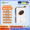 jsdsolar Inverter Solare Ibrido Jsdsolar 4KW 24V con Caricatore Solare MPPT 100A, Inverter PV a Onda Pura 230V 5000W On/Off Grid con WiFi Integrato, RS485, RS232, CAN per Sistemi di Accumulo Energia Solare