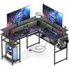 Mihtrov Tavolo da Gaming a L 136x75cm, Scrivania Angolare con LED Regolabili, Tavolo per Computer con Presa USB per Lavoro e Gioco