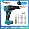 NONE Pistola Rivettatrice Elettrica Senza Fili Podofo 21V Brushless a Ioni di Litio, Utensile Elettrico per Rivetti, Chiave a Rivetti, Pinze per Riparazioni