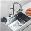 Vremota Lavello da Cucina a Cascata in Acciaio Inox 304, Vasca Singola Grande Integrata 60x45cm con Set Rubinetto, Dispenser Sapone/Acqua Pura/Lavabicchieri