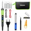 NONE Kit Saldatore 15-in-1 da 90W, Temperatura Regolabile, 5 Punte, LCD, Spegnimento Automatico, 180-500°C ° C, con spelafili, per lavorazione dei metalli, riparazioni e fai da te