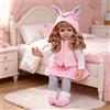 NONE Bambole Reborn per bambini piccoli, 22 pollici (55 cm), in morbido vinile siliconico, bambole Reborn realistiche per bambine con capelli lunghi