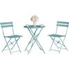 Eugad Set di Mobili da Giardino EUGAD, Tavolo Bistrot in Metallo con 2 Sedie Pieghevoli, Impermeabile e Resistente ai Raggi UV, per Balcone e Giardino