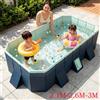NONE Piscina Rettangolare Grande Pieghevole per Famiglie, Piscina Esterna Non Gonfiabile, Facile da Montare, Adatta per Adulti e Bambini, Ideale
