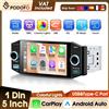 podofo Autoradio universale Podofo 5 pollici con schermo IPS, FM, AM, RDS, CarPlay wireless, Android Auto, sistemi intelligenti, controllo al volante (SWC), lettore MP5.