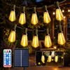 aiopp Luci a stringa a LED solari da esterno con telecomando, lampadine con attacco E12 infrangibili e impermeabili IP44, lampada a sospensione con 4 livelli di luminosità per patio, giardino, feste