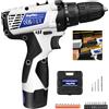 Set Trapano Avvitatore Elettrico Compatto Ricaricabile 16.8V 45 N.m con Luce LED, Scatola in Plastica e Batteria da 1.5Ah
