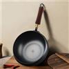 zollor Padella in ghisa da 24 cm / 28 cm con coperchio e manico in legno, pentola tradizionale cinese in ferro, padella antiaderente sana per cucina, accessori per fornelli a gas