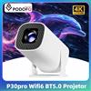 podofo Proiettore Podofo 4K WIFI 6 1080P, Proiettore Portatile per Home Cinema, Bluetooth, per Uso Esterno, Modello 270 ° Supporti per proiezione rotante con HDMI
