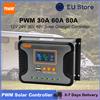 PowMr Regolatore di Carica Solare PWM PowMr 30A 60A 80A 12V 24V 36V 48V con Display LCD e Doppia USB, Compatibile con Batterie LiFePO4 per Casa, Camper, Barca