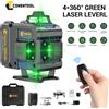 CONENTOOL Livella Laser Verde a 16 Linee 635nm Autolivellante Strumento di Livellamento Laser 360° ° Laser a Linee Incrociate Rotante con Doppia Batteria da 3600mAh, Ricarica Type-C, Telecomando,