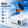 NONE Proiettore Portatile ZNLYRION Supporto 1080P, Risoluzione Nativa 320x240P, Display 80" per Home Theater, Proiettore per Telefono, TV Stick, Laptop, Bianco