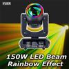 Yuer Faro mobile a LED YUER 150W con effetto arcobaleno DMX512 per discoteca, feste, 8 colori, 18 prismi, effetto stroboscopico per eventi e matrimoni