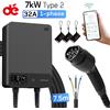 dé Wallbox 7.4kW Tipo 2 con APP, 32A Monofase stazione ricarica auto elettrica,RCD Tipo A 30 mA AC + 6 mA DC , Carichino auto elettrica Cavo da 5m, 7.5m, 10m, 12.5m, 15m