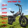 NONE VICTRIP T6 Bici Elettrica Pieghevole per Adulti,Motore picco 1000W/nominale 250W,Batteria remota 48V55Ah 2640Wh,Autonomia 300km,Gomme fuoristrada 20*4 pollici,Batteria al litio,Unisex E-BIKE,IPX65
