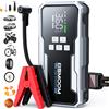 BSMOOM Avviatore portatile di emergenza, avviatore di emergenza da 1500 A/unità multifunzione opzionale, pompa gonfiabile per pneumatici da 150 PSI, connettore di tipo C, illuminazione di emergenza a LED,