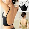 NONE Reggiseno invisibile da donna con scollo profondo a U, top senza schienale per abiti, lingerie sexy con spalline trasparenti, push-up senza spalline