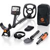 SUNPOW Kit Rilevatore di Metalli Sotterraneo con Pinpointer 10"(25cm) Bobina Impermeabile IP68 5 Modi LCD Doppia Retroilluminazione per Adulti Caccia al Tesoro Oro Spiaggia Fiume Giardino