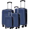 Set di Valigie Blu 4 Pezzi, 18/20/24/28 Pollici in ABS+PC Dotato di 360° di copertura ° Ruote silenziose e scorrevoli e serrature TSA. Valigie multi-misura, ideali per viaggi in famiglia e viaggi