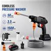 NONE Idropulitrice Portatile Senza Fili da 50 Bar, 1500W, con Batteria Ricaricabile, Tubo da 5M, Bottiglia Spray Schiuma, Pistola ad Acqua Elettrica per Pulizia Auto e Casa