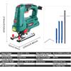 POSENPRO Sega Elettrica a Gattuccio 800W, Multifunzione con Luce LED, per Lavorazione Legno/Acciaio, Sega Portatile con Capacità di Taglio Obliquo, Cambio Lama Senza Attrezzi, Funzione a Pendolo,