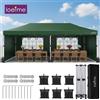 Loefme Gazebo Pop-Up LOEFME 3x6M, Tenda da Esterno Portatile Impermeabile e Antivento con 6 Pareti Laterali, Struttura in Acciaio Resistente, Tessuto Oxford 210D, Altezza Regolabile, Tenda per Feste,