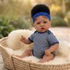 NONE Bambola Reborn Realistica Nera 50cm, Bambola Neonata Afroamericana con Tutina a Righe, Regalo per Bambini, Giocattolo da Collezione