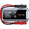 POPDEER PD-ONE 4000A Avviatore d'emergenza per auto all-in-one con morsetti intelligenti integrati, supporta motori a benzina fino a 8L e diesel fino a 6L, power bank, display LCD e torcia a LED