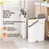 Joybos Set Mop Piatto Ultra-Sottile Joybos con Secchio 360 ° Sistema girevole per lavare e asciugare senza mani, completo di 2 panni in microfibra per pavimenti in legno, piastrelle e laminato.