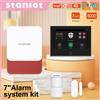 Staniot Sistema di Allarme Antifurto Wireless per Casa da 7 Pollici, WiFi 4G, Touch Screen, Kit di Protezione Intelligente Tuya, Batteria Integrata da 5000mAh, Sirena d'Allarme Potente 115dB, Sistema