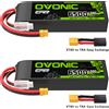 OVONIC Batteria LiPo OVONIC 6500mAh 7.4V 130C 2S con custodia rigida e connettore da XT60 a TRA per auto RC in scala 1/10, camion RC, veicoli RC, confezione da 2