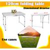 NONE Tavolo da Campeggio Pieghevole 120x60cm con Ampio Piano Regolabile in Altezza 55/62/70cm, Tavolo Portatile Pieghevole per Picnic all'Aperto e Balcone di Casa
