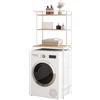 EUGAD Mobiletto porta lavatrice in metallo e legno, scaffale portaoggetti sopra il WC, a pavimento con portasciugamani a 3 livelli, mensola da bagno