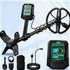 SUNPOW Kit Rilevatore di Metalli Professionale 2500mAh 35h Ricarica USB‑C Bobina DD28cm IP68 Profondità 25cm 7 ID 4 Modalità LCD Pala Cuffie Zaino Caccia all'Oro