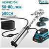 Yofidra Pompa Elettrica Sommergibile Senza Fili 50-80L/min per Drenaggio e Trattamento Acque Reflue, Compatibile con Batteria Makita 18V