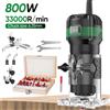 NONE Fresatrice Elettrica 800W a 6 Velocità per Legno, Rifilatrice Elettrica per Scanalature e Intaglio, Kit Macchina per Lavorazione del Legno con Fresa