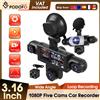 Podofo Dash Cam 3.16'' 1080P con 5 Lenti ad Alta Definizione 360° ° Registratore Video per Auto con Registrazione in Loop, Visione Notturna e Assistenza alla Retromarcia con Scheda da 64GB