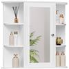 Eugad Mobiletto da Bagno Bianco in MDF da Parete con Specchio, Ripiano Regolabile, Armadietto Contenitore per Toilette, Bagno, Casa