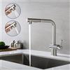 CECIPA max Rubinetto Cucina Acciaio Spazzolato, Forma L Estraibile Rubinetto da cucina Girevole 360, 3 Modalita Acqua Calda Fredda Miscelatore, Acciaio Inox 304 Monocommando G3/8 Neoperl, Facile da Montare