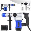 NONE Trapano a percussione con filo 1500W SDS Plus con impugnatura laterale multiposizione, 4 funzioni, per lavori pesanti, include punte da trapano, scalpelli piatti e scalpelli a punta