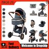Magic ZC（母婴） Passeggino di Lusso 3-in-1 con Seggiolino Auto per Neonati, Imbracatura a Cinque Punti, Carrozzina a Quattro Ruote Ammortizzata, Pieghevole per Viaggi Aerei e Lunghi, con Ruote EVA Anti-esplosione e