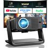 NONE Proiettore compatibile con Netflix, 28000 Lumen, Mini Proiettore 4K con supporto nativo 1080P, Wi-Fi 6 e Bluetooth, messa a fuoco elettrica e correzione trapezoidale 4D, oltre 100.000+ app, Home