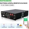 MFUZOP Batteria Datouboss 3U Rack Wifi APP 48V 100Ah LiFePO4 a ciclo profondo con BMS integrato, alte prestazioni per inverter solari, HESS, 5.12KWh