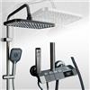 NONE Set Doccia Digitale a 4 Vie con Display, Miscelatore Bagno a Pioggia Grigio, Sistema Doccia Bidet con Illuminazione Ambientale, Accessori Bagno
